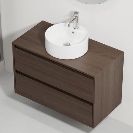 Ντουλάπι μπάνιου με νιπτήρα TRONDHEIM/VIKEDAL 90x57x46 cm καρυδιά/λευκό