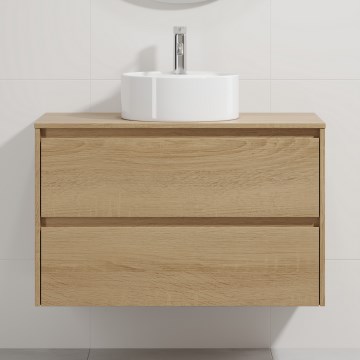 Ντουλάπι μπάνιου με νιπτήρα TRONDHEIM/VIKEDAL 90x57x46 cm δρυς/λευκό