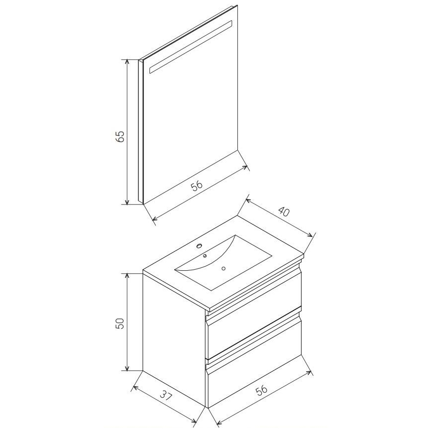 Ντουλάπι μπάνιου με νιπτήρα VEDO + καθρέφτης LED/10W/230V IP44 λευκό
