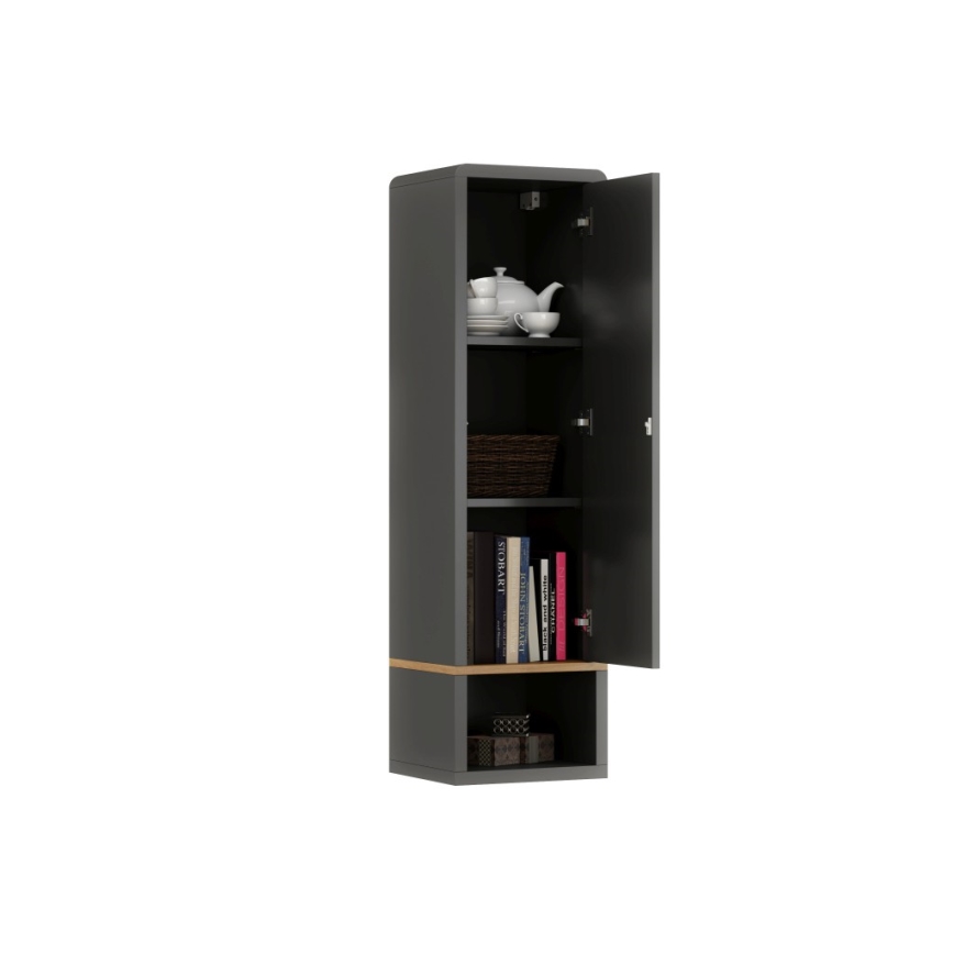 Ντουλάπι με ανοιχτό ράφι FRED ανθρακί/δρυς artisan