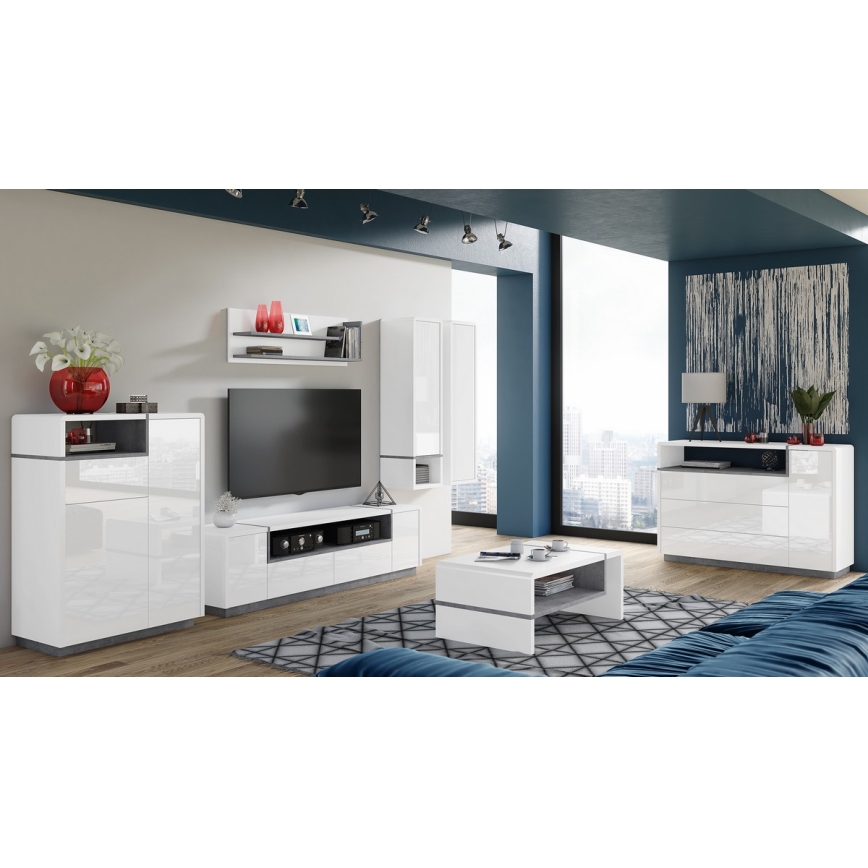 Ντουλάπι με ανοιχτό ράφι FRED λευκό/γκρι