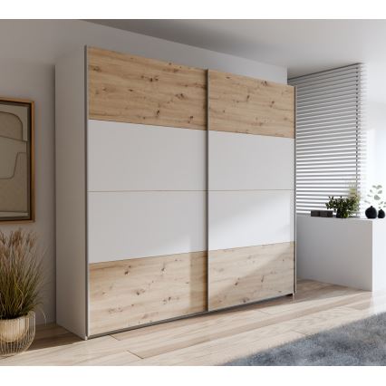 Ντουλάπα KARO 220x210 cm λευκή/δρυς artisan