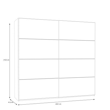 Ντουλάπα KARO με καθρέφτη 220x210 cm, λευκή