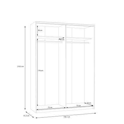 Ντουλάπα KARO 150x210 cm, λευκή