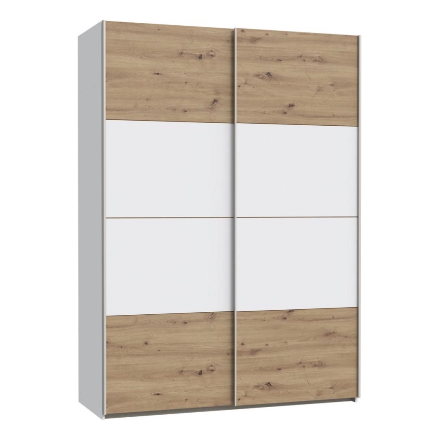 Ντουλάπα KARO 150x210 cm λευκή/δρυς artisan