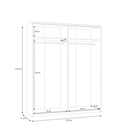 Ντουλάπα KARO 170x210 cm λευκή