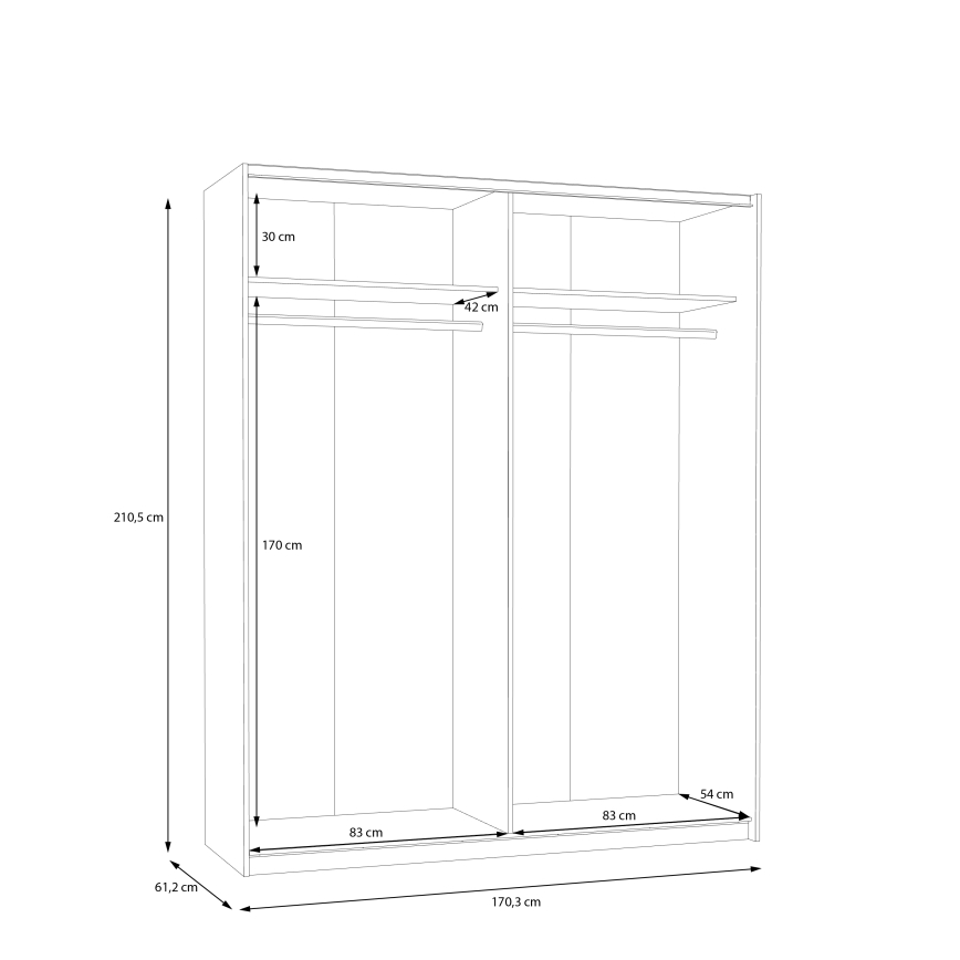 Ντουλάπα KARO 170x210 cm λευκή