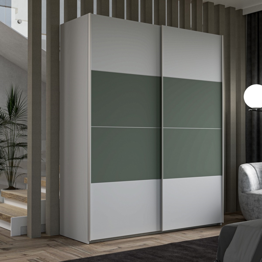 Ντουλάπα KARO 170x210 εκ. γκρίζα/πράσινη