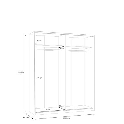 Ντουλάπα KARO 170x210 εκ. γκρίζα/πράσινη