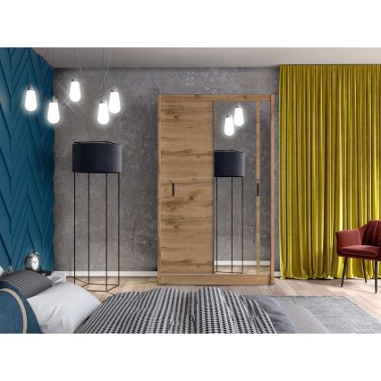 Ντουλάπα με καθρέφτη SABRINA 150x215 εκ. σε απόχρωση βελανιδιάς Woltan