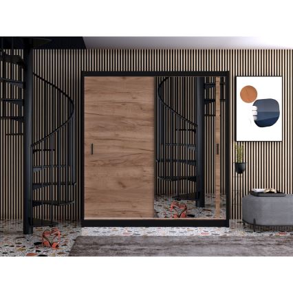 Ντουλάπα με καθρέφτη SABRINA 180x215 εκ. δρυς craft