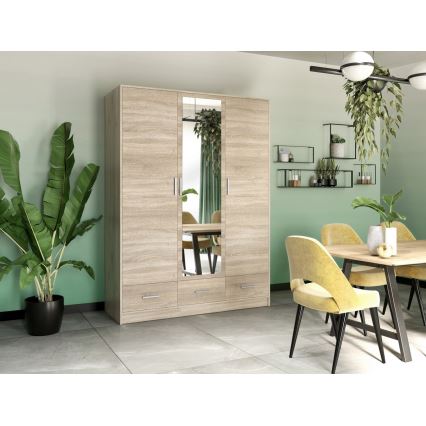 Ντουλάπα με καθρέφτη SANNA 150x215 εκ. σε απόχρωση δρυς σονόμα