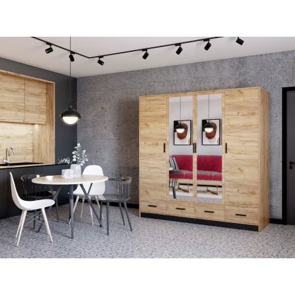 Ντουλάπα με καθρέφτη SANNA 200x215 εκ. σε απόχρωση craft δρυς