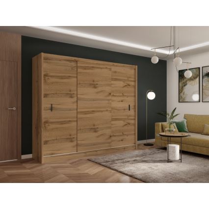 Ντουλάπα με συρόμενες πόρτες SAPHIRA 250x215 εκ. σε απόχρωση δρυς Wotan