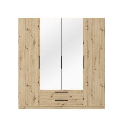 Ντουλάπα με καθρέφτη MARO, 200 x 213 εκ., σε απόχρωση artisan δρυς
