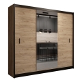 Ντουλάπα με καθρέφτη MIRO 250x215 εκ. δρυς craft/μαύρο