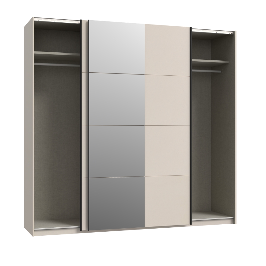 Ντουλάπα με καθρέφτη ODEN 220x210 cm μπεζ