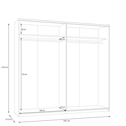 Ντουλάπα με καθρέφτη ODEN 220x210 cm μπεζ