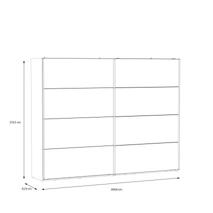 Ντουλάπα με καθρέφτη OREN 270x210 cm δρυς Artisan