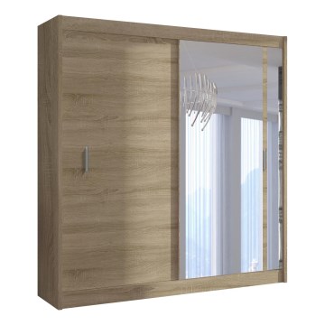 Ντουλάπα με καθρέφτη SABRINA 180x215 εκ. σε απόχρωση δρυς σονόμα