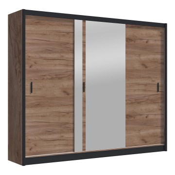 Ντουλάπα με καθρέφτη SABRINA 250x215 εκ. δρυς craft