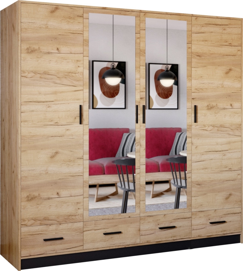 Ντουλάπα με καθρέφτη SANNA 200x215 εκ. σε απόχρωση craft δρυς