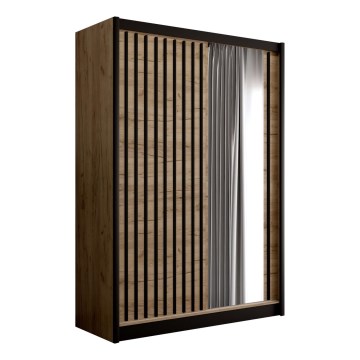 Ντουλάπα με καθρέφτη SANTINO 150x215 cm δρυς craft/μαύρο