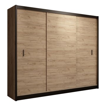 Ντουλάπα με συρόμενες πόρτες SAPHIRA 250x215 εκ. σε απόχρωση craft δρυς