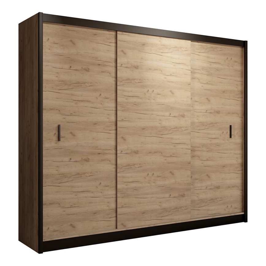 Ντουλάπα με συρόμενες πόρτες SAPHIRA 250x215 εκ. σε απόχρωση craft δρυς