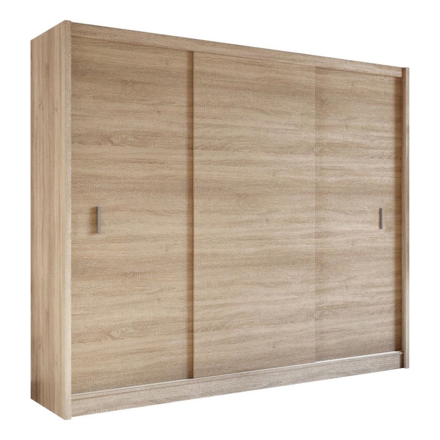 Ντουλάπα με συρόμενες πόρτες SAPHIRA 250x215 εκ. σε απόχρωση δρυς σονόμα