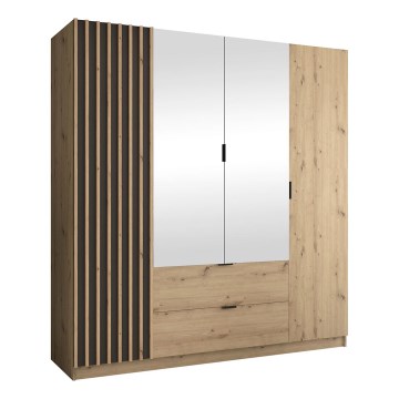 Ντουλάπα ρούχων VISTA με καθρέφτη 200x215 cm artisan δρυς/γραφίτης