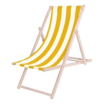 Ξαπλώστρα κήπου κίτρινη/λευκή/οξιά