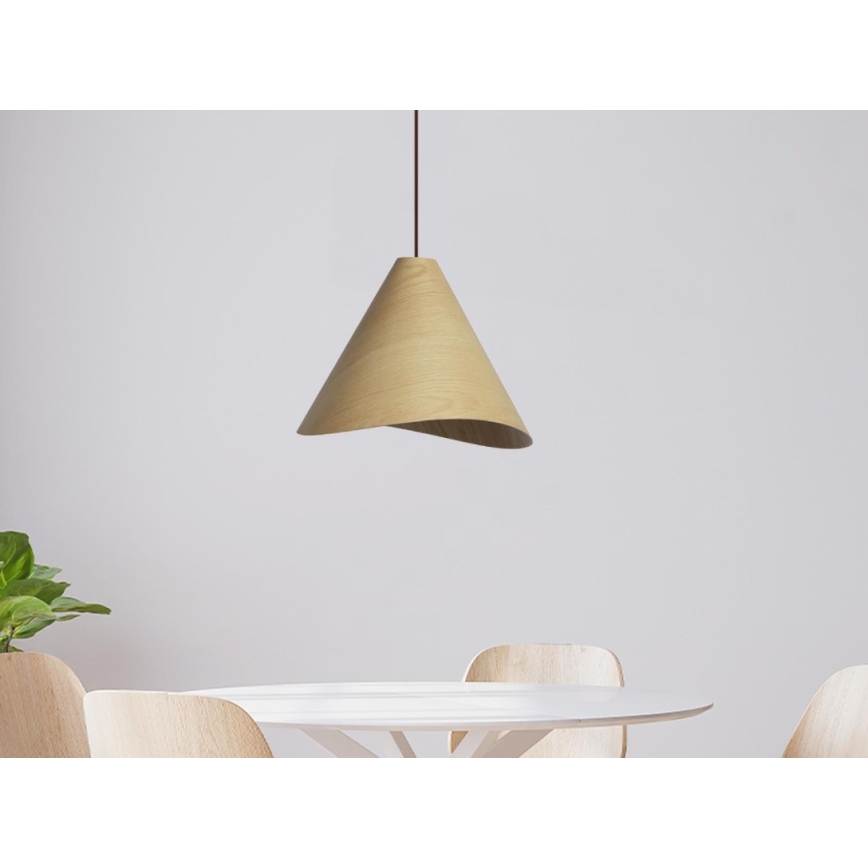 Ξύλινο φωτιστικό οροφής με καλώδιο 1xE27/60W/230V Ø 33 cm, μασίφ/δρυς/ξύλο καουτσούκ