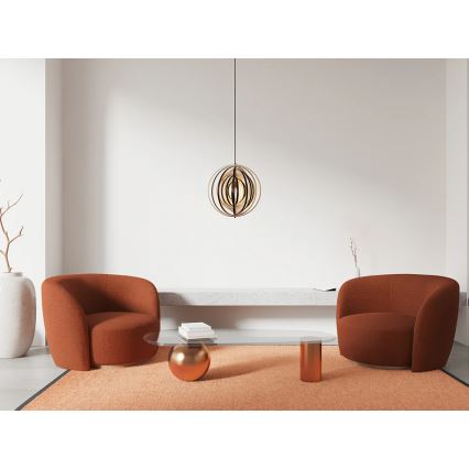 Ξύλινο κρεμαστό φωτιστικό με καλώδιο 1xE27/60W/230V, διάμ. 43,5 cm, μασίφ/καπλαμάς/ξύλο καουτσούκ