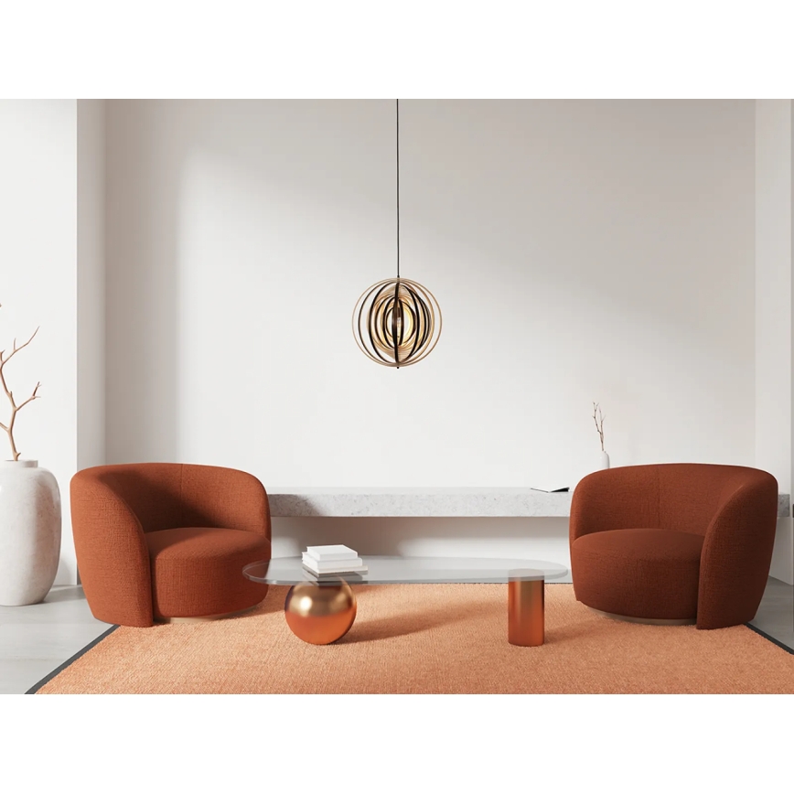 Ξύλινο κρεμαστό φωτιστικό με καλώδιο 1xE27/60W/230V, διάμ. 43,5 cm, μασίφ/καπλαμάς/ξύλο καουτσούκ