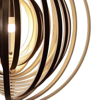 Ξύλινο κρεμαστό φωτιστικό με καλώδιο 1xE27/60W/230V, διάμ. 43,5 cm, μασίφ/καπλαμάς/ξύλο καουτσούκ