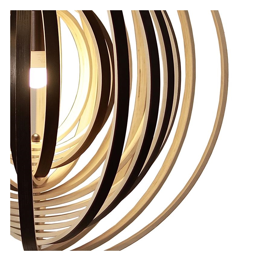 Ξύλινο κρεμαστό φωτιστικό με καλώδιο 1xE27/60W/230V, διάμ. 43,5 cm, μασίφ/καπλαμάς/ξύλο καουτσούκ