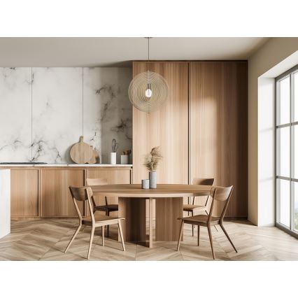 Ξύλινο κρεμαστό φωτιστικό με καλώδιο 1xE27/60W/230V διάμ. 43,5 cm μασσίφ/καπλαμάς/οξιά/καουτσούκ