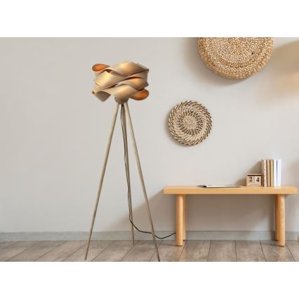 Ξύλινο επιδαπέδιο φωτιστικό 1xE27/60W/230V μασίφ/καπλαμάς/φτελιά