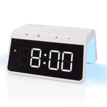 Ξυπνητήρι με οθόνη LCD και ασύρματο φορτιστή 15W/230V λευκό