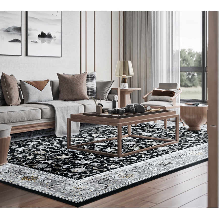Οριεντάλ χαλί GRECE 120x170 cm 2150 g/m2 μαύρο/γκρι/λευκό