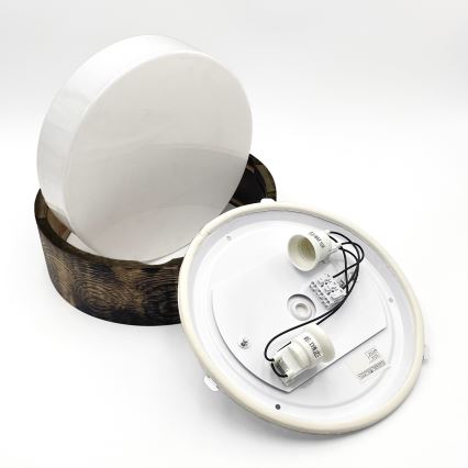 Οροφιαίο φωτιστικό μπάνιου OAK SMOKY 2xE27/15W/230V IP54 ? 27,5 εκ. δρυς/καφέ