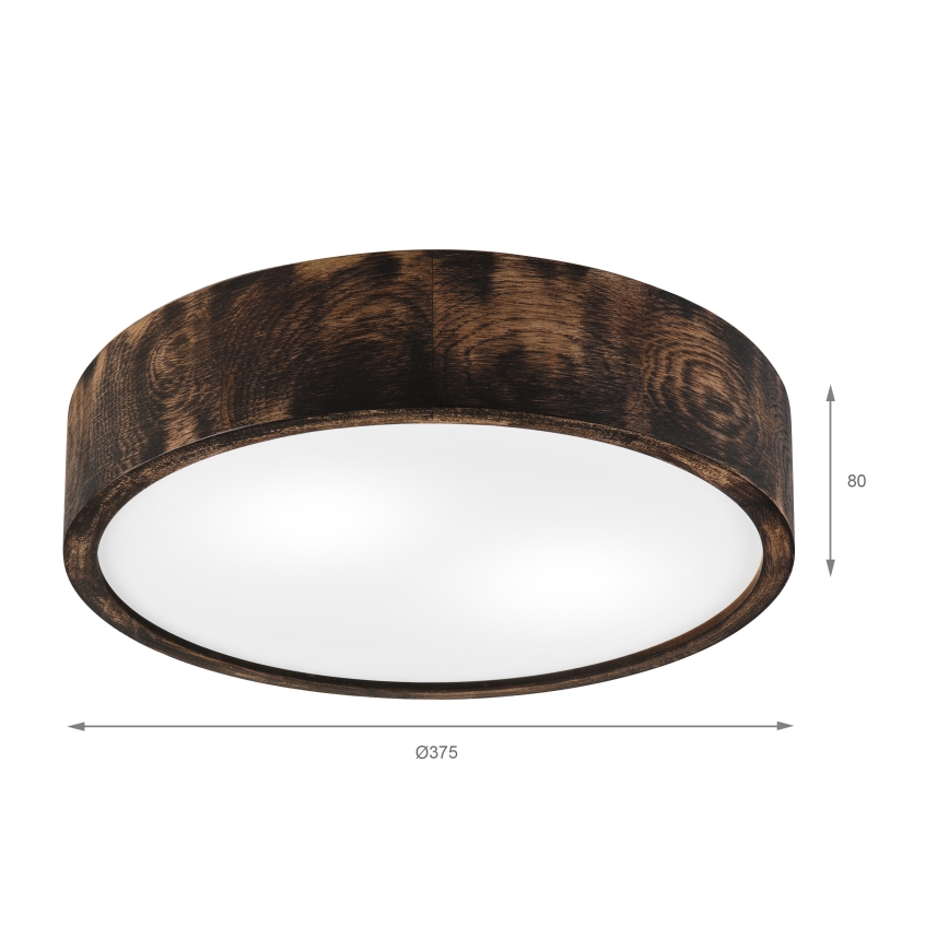 Φωτιστικό οροφής OAK SMOKY 2xE27/15W/230V ? 37,5 εκ. δρυς/σκούρο καφέ