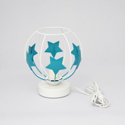 Παιδική επιτραπέζια λάμπα STARS 1xE27/15W/230V τουρκουάζ/λευκό