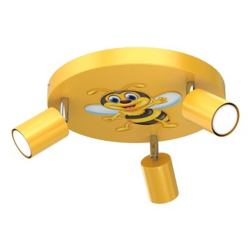 Παιδικό φωτιστικό σποτ FUN 3xGU10/8W/230V κίτρινο/μέλισσα