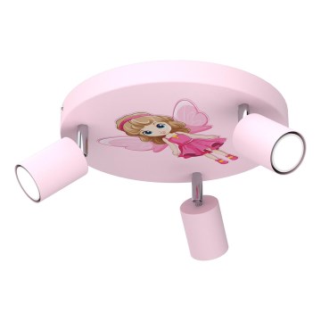 Παιδικό φωτιστικό σποτ FUN 3xGU10/8W/230V ροζ/νεράιδα