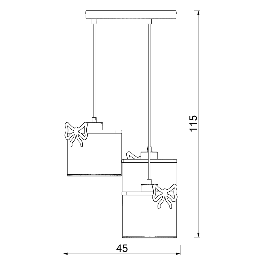 Παιδικό κρεμαστό φωτιστικό οροφής SWEET 3xE27/15W/230V λευκό/ροζ/πεταλούδα