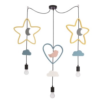 Παιδική απλίκα οροφής TRIO 3xE27/20W/230V κίτρινο/μπλε/γκρι