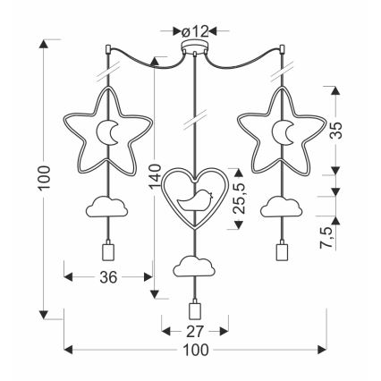 Παιδική απλίκα οροφής TRIO 3xE27/20W/230V κίτρινο/μπλε/γκρι