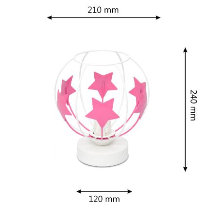 Παιδική επιτραπέζια λάμπα STARS 1xE27/15W/230V ροζ/λευκό